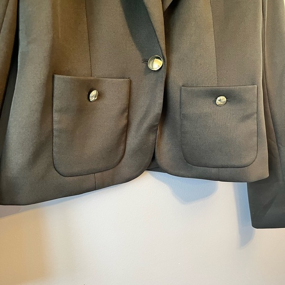 New york and company dark olive green button front long sleeve blazer size 2 - Picture 2 of 6